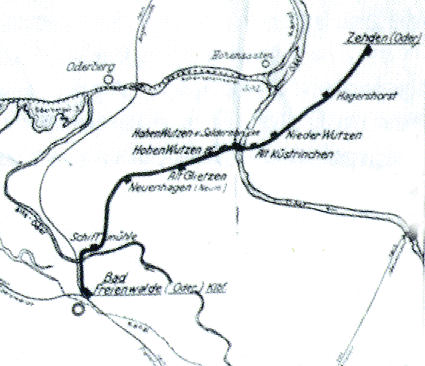 Karte Kleinbahn Freienwalde - Zehden