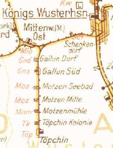Ausschnitt 'Kleiner Betriebsstreckenplan des Reichsbahndirektionsbezirks Berlin' 1953