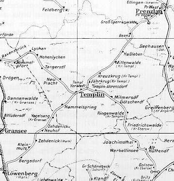 Karte Bahnstrecke Löwenberg - Prenzlau